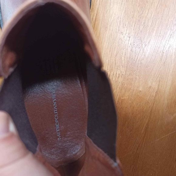 METROPOLITAN VIEW Men Dress Boots Size 13 Brown Italian Leather Slip On - Picture 7 of 11